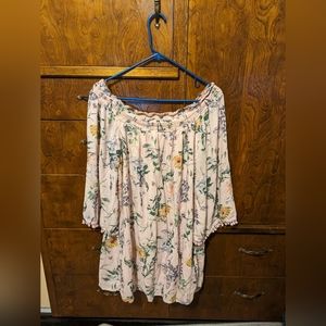 Dress top 1X floral long sleeves